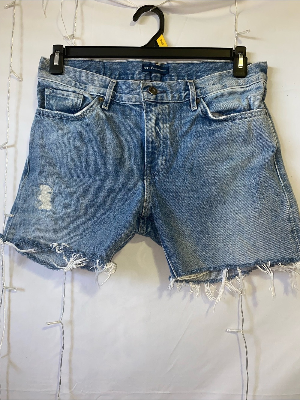 Levi's Light Blue Frayed Denim Cutoff Shorts